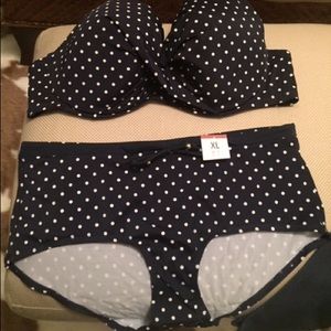 Navy polka dot bikini XL